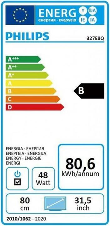 Energy Label Philips 327E8QJAB/00 (1920 x 1080 pixels, 32")