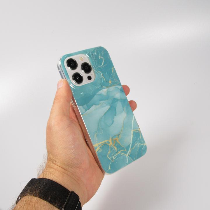 Produktbild PhoneLook Hülle Gel Glossy Marmor Türkis (Apple iPhone 15 Pro Max)