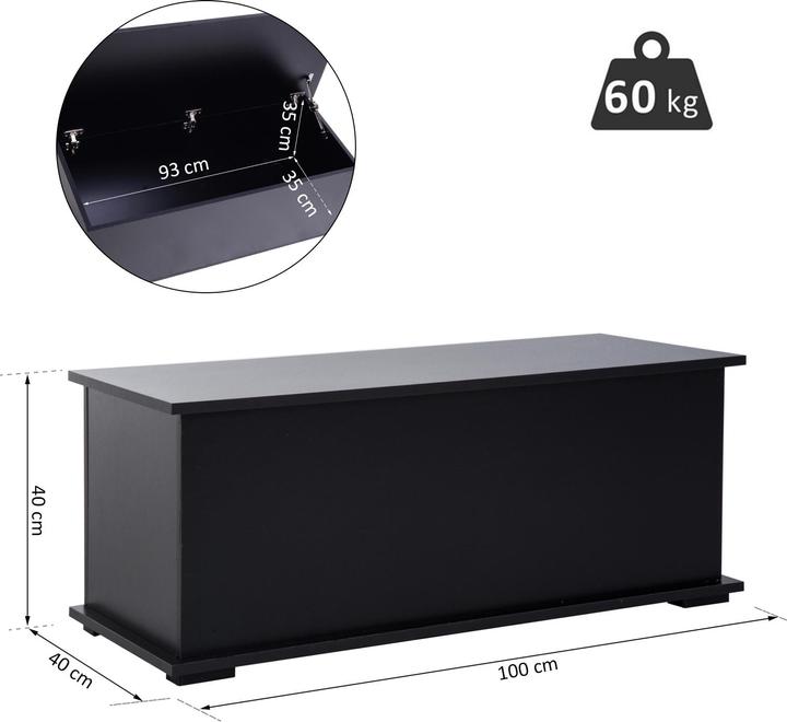 Produktbild Homcom Holzkiste mit klappbarem Deckel (100 x 40 x 40 cm)