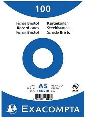 Exacompta Karteikarte Format der Karte: DIN A5 Ausführung der Lineatur: blanko (A4, 205 g/m², 100 x)