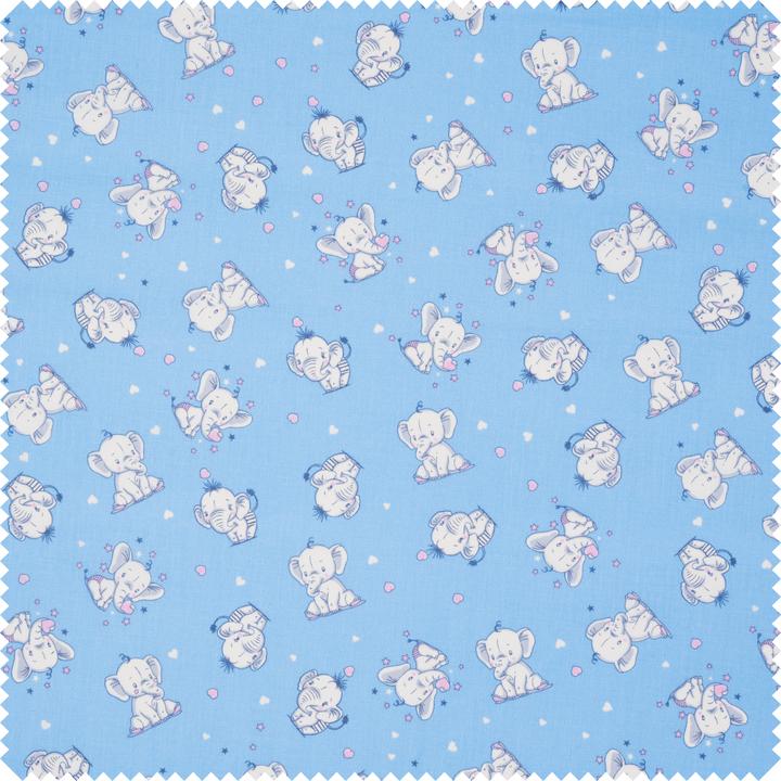 Produktbild VBS Baumwoll-Stoff "Kleine Elefanten" Hellblau, 140 cm breit, Meterware
