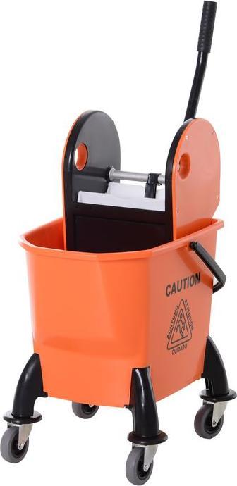 Swisshandel24 Putzwagen Reinigungswagen mit Wringer 26 Liter Putzeimer mit 4 Rollen Orange (1 Stk.)