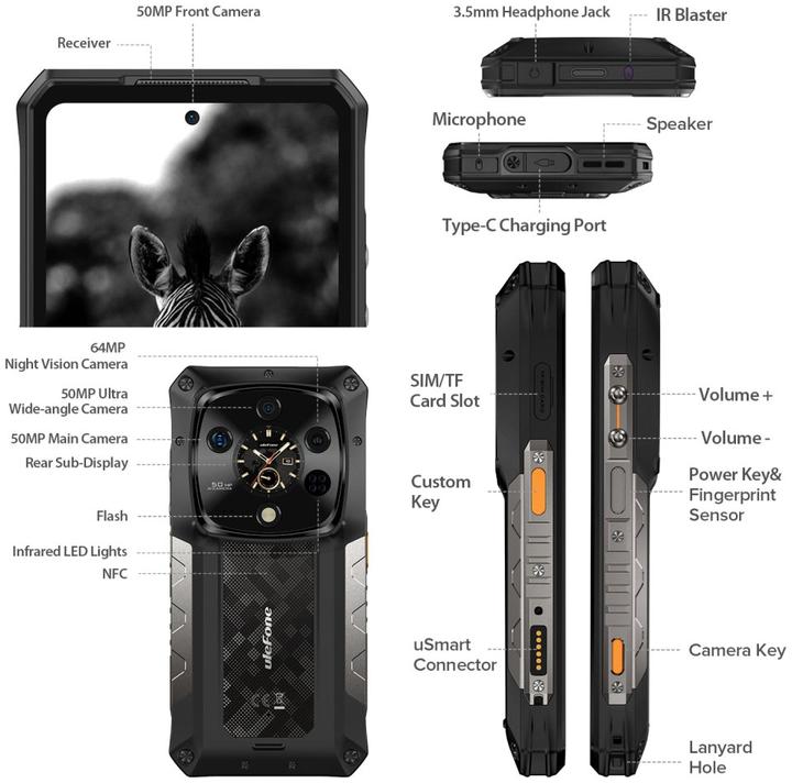 Productafbeelding Ulefone ARMOR 28 ULTRA 5G 16/1TB BLACK (1000 GB, Zwart)