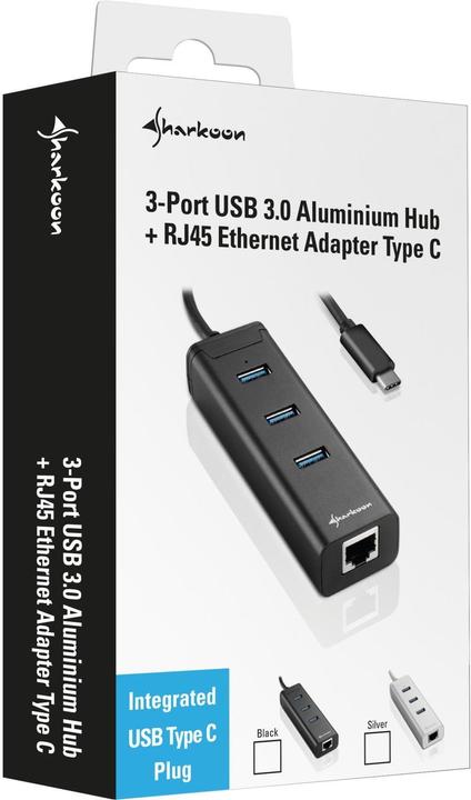 Actual product image Sharkoon 3-port stroke (USB-A, 1 ports)
