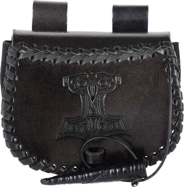 Battle Merchant Kleine Gürteltasche Thorshammer-Prägung Schwarz