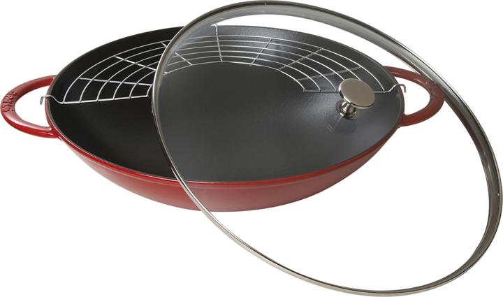 Staub Wok with glass lid (37 cm, Wok, Cast iron)