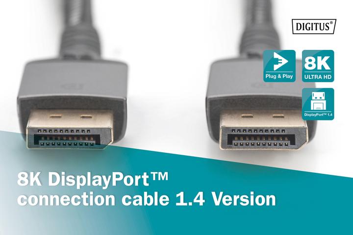 Actual product image Digitus 8K DisplayPort Connection Cable Version 1.4 (3 m, DisplayPort)