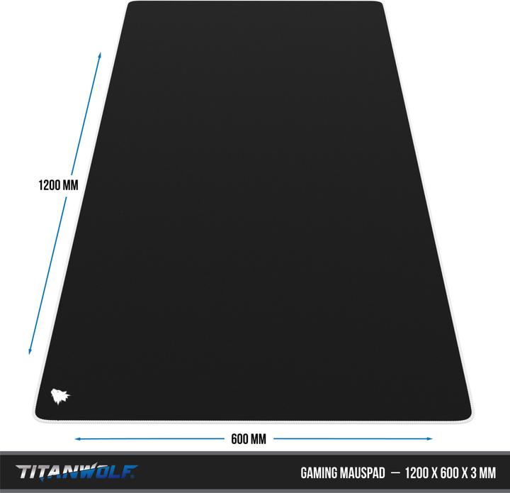 Produktbild Titanwolf Gaming Mauspad, XXXL Speed Mausmatte 1200 x 600 mm, Geschwindigkeit & Präzision, Symbol weiss