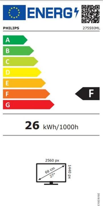 Energy Label Philips S-line 275S9JML (2560 x 1440 pixels, 27")