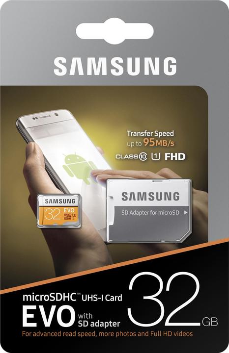 Produktbild Samsung EVO - microSDHC Card (32 GB, microSDHC, U1, UHS-I)