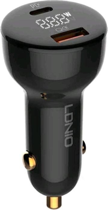 Produktbild Ldnio C101 Car Charger, USB + USB-C, 100W + USB-C to Lightning Cable (Black)