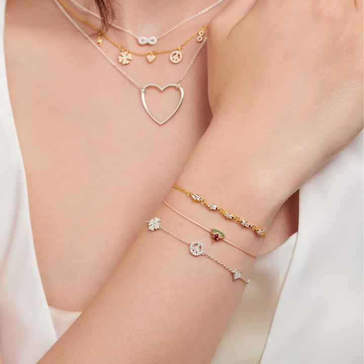 Immagine prodotto Thomas Sabo Fulmine trifoglio pace cuore e braccialetto infinito (1.90 cm, Argento 925)