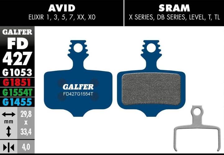 Produktbild Galfer Bike GALFER Brake Pad FD427 Road "Avid Elixir 1,3,R,CR,X.0,Mac,XX (SRAM, Avid, Semi-Metallisch)