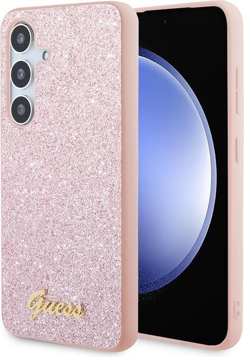 Productafbeelding Guess Etui voor S24 S921 GUHCS24SHGGSHP Hardcase Glitter Script roze (Samsung Galaxy S24)