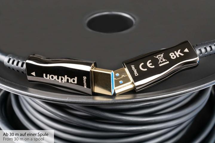 Actual product image Python AOC Hybrid Ultra-High-Speed HDMI 2.1 Cable, 8K @60Hz / 4K @120Hz, 48 GBit/s, black, 20m (20 m, HDMI)