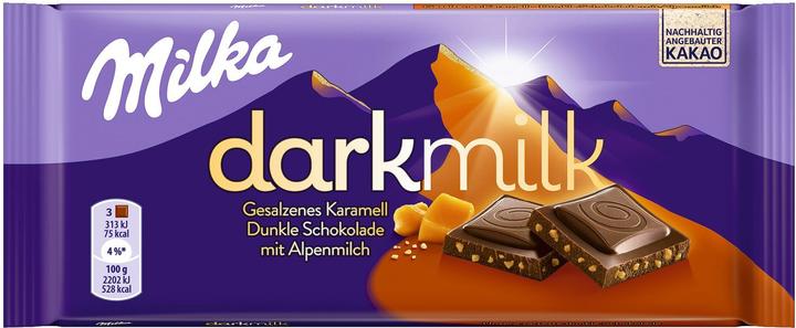 Immagine prodotto Milka Barretta di cioccolato fondente con ripieno di caramello (85 g)