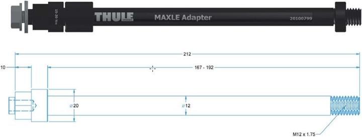 Produktbild Thule Steckachse Maxle M12x148x1.75mm / 167-192mm