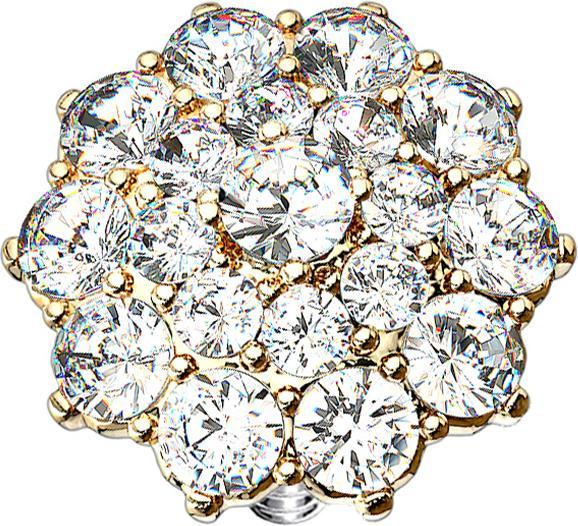 Star Piercing Dermal Anchor vergoldet Kristallblume (Chirurgenstahl 316L, Messing)