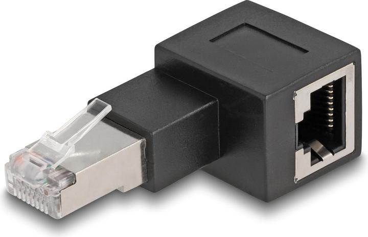 Produktbild Delock RJ45 Stecker zu RJ45 Buchse Adapter Cat.6A 90° nach rechts gewinkelt (RJ45, RJ45 (1x))