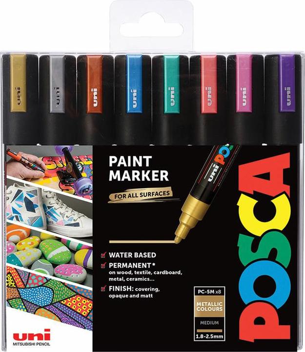 Actual product image Posca Marker PC-5M round tip (Multicolor, 2.50 mm, 8 x)