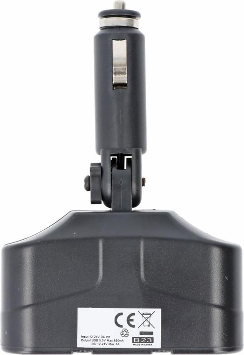 Actual product image AccuCell KFZ-Adapter, Verteiler Zigarettenanzünder - Stecker auf 2x Kupplung + USB