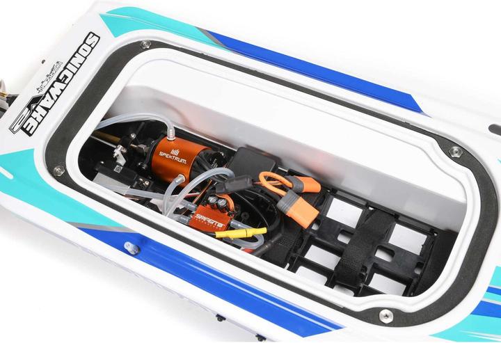 Image du produit ProBoat Sonicwake V2 36" Self-Righting Bateau de course Brushless Deep-V RTR Blanc/Bleu