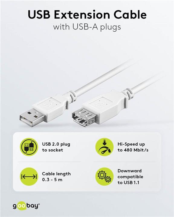 Produktbild Goobay USB-Verlängerungskabel (0.60 m, USB 2.0)