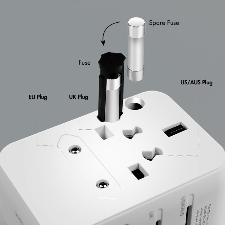 Actual product image LogiLink Universal-Reisenetzteil, 20 W (PD), 4x-Anschlüsse, feuerfest, weiss