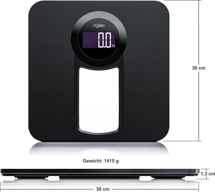 Produktbild Mybeo Digitale Körperwaage, Badezimmer Waage mit 6 mm Sicherheitsglas, Glas Personenwaage mit LCD Anzeige (150 kg)