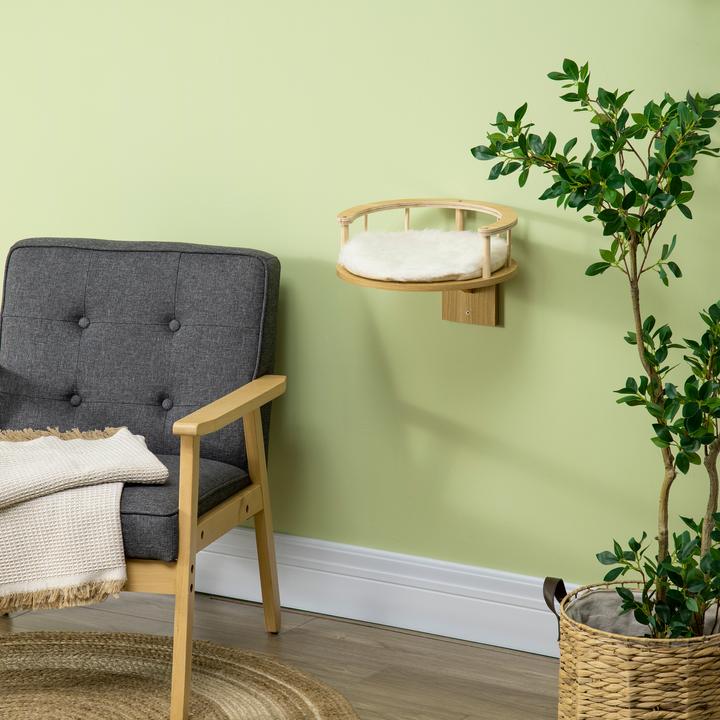 Image du produit PawHut Étagère murale (10.50 cm, Chêne+Blanc crème)
