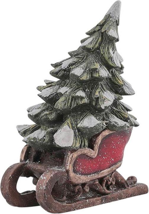 Produktbild Edg Deko Schlitten Mit Tannenbaum Grün-Rot H