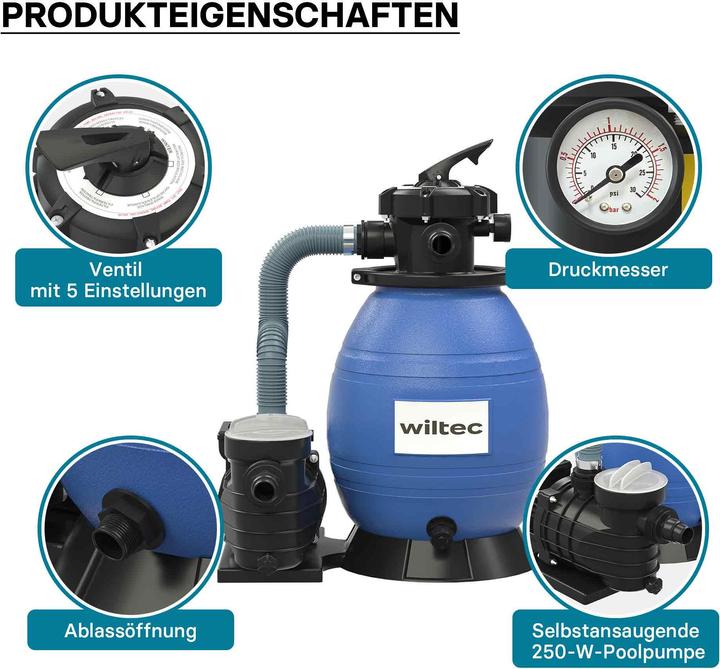 Produktbild XPOtool Sandfilteranlage 250W 26l Filtertank 10000l/h Pool Pumpe Filterpumpe