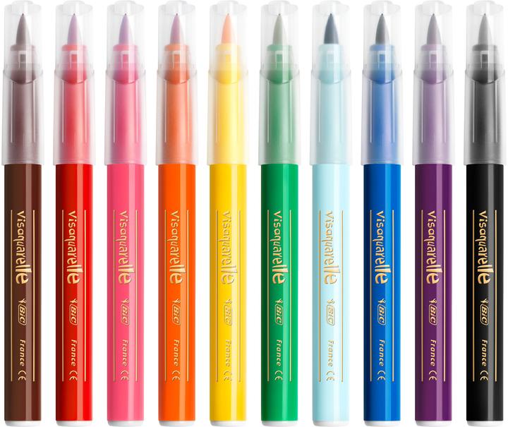 Image du produit Bic Kids Stylos à pointe de fibre Visaquarelle (Multicolore, 10 x)