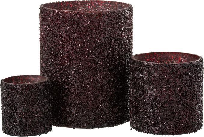 Produktbild J-Line Windlicht Paillette Glas Bordeaux Large