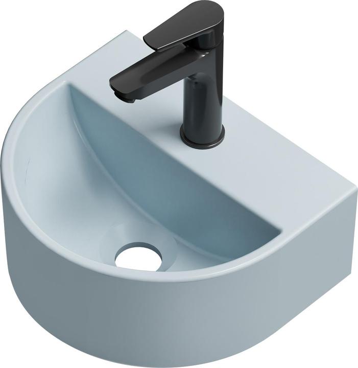 Emke Badezimmerwaschbecken 303 x 255 x 120 mm, U-förmig, Mini, Wandmontage, Matt Hellgrau-Blau (255 mm, 303 mm)