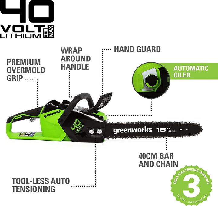 Produktbild Greenworks Piła łańcuchowa GD40CS18 40 V 40 cm (Akku Kettensäge)