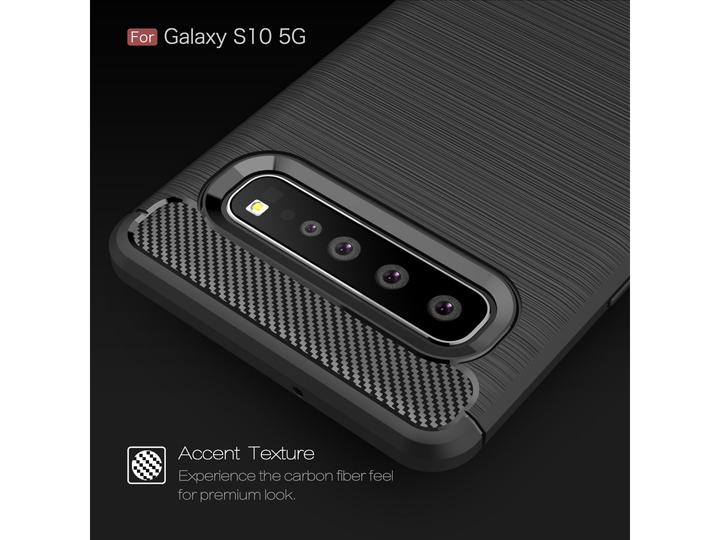 Produktbild Screenguard Samsung Galaxy S10 5G Hülle Carbon Brushed Soft TPU (Samsung Galaxy S10 5G)