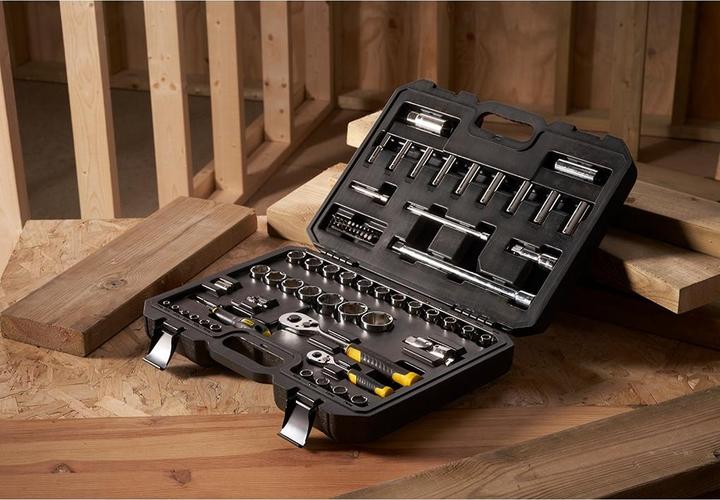 Actual product image Stanley Socket set, 72-piece, 1/2 inch, 1/4 inch, square, type socket and ratchet (21 mm)