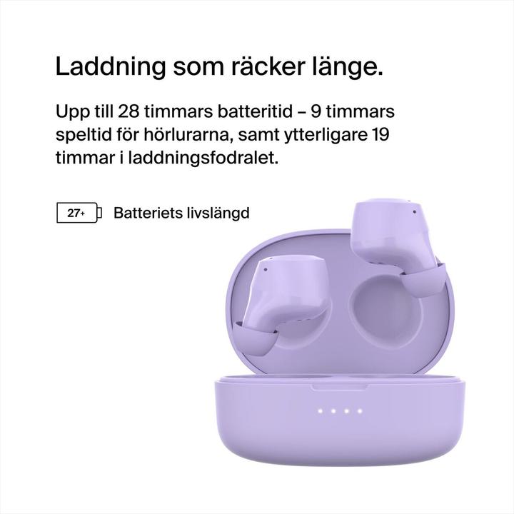 Actual product image Belkin wireless soundform bolt tws light purple (No noise cancelling, 38 h, Wireless)