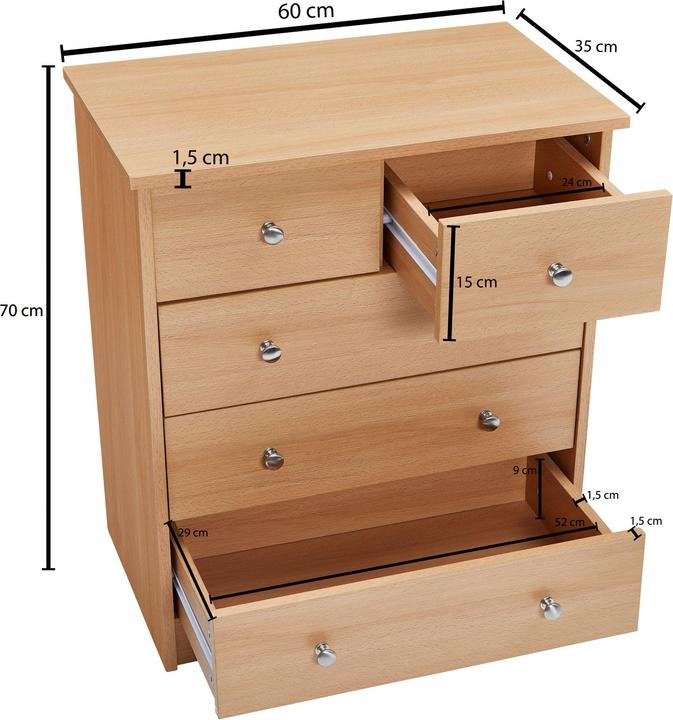 Produktbild FineBuy Schubladenkommode (60 x 35 x 70 cm)