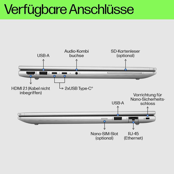 Image du produit HP ProBook 460 16 inch G11 Notebook PC, 40,6 cm (16"), 1920 x 1200 pixels, 8 Go, DDR5-SDRAM, Wi (16", 8 Go, 256 Go, DE)