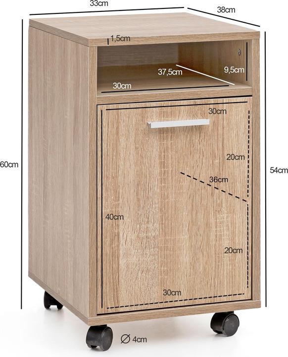Produktbild FineBuy Rollcontainer Holz furniert Braun