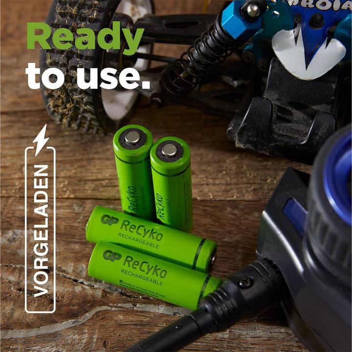 Produktbild GP Batteries E411 + 4x ReCyko+ Micro Rundzellen-Ladegerät inkl. Akkus NiMH Micro (AAA), Mignon (AA) (4 Stk., AAA, 850 mAh, Akku)