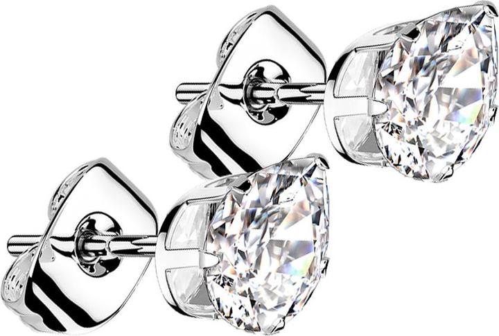 Star Piercing Ohrstecker silber mit Tropfen Kristall silber (Titan G23ohne Messing, ohne MessingChirurgenstahl 316L)