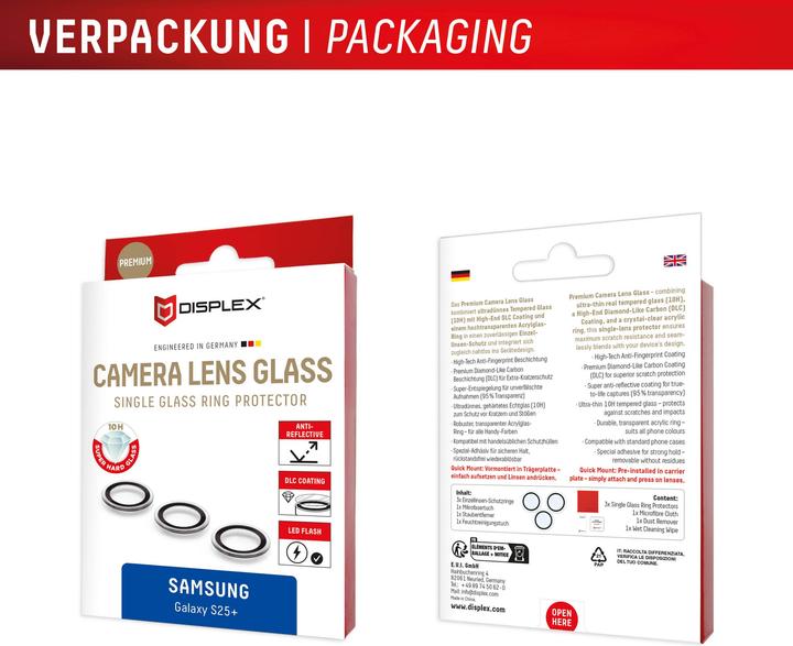 Produktbild Displex Premium Camera Lens Glass (1 Stück, Samsung Galaxy S25+)