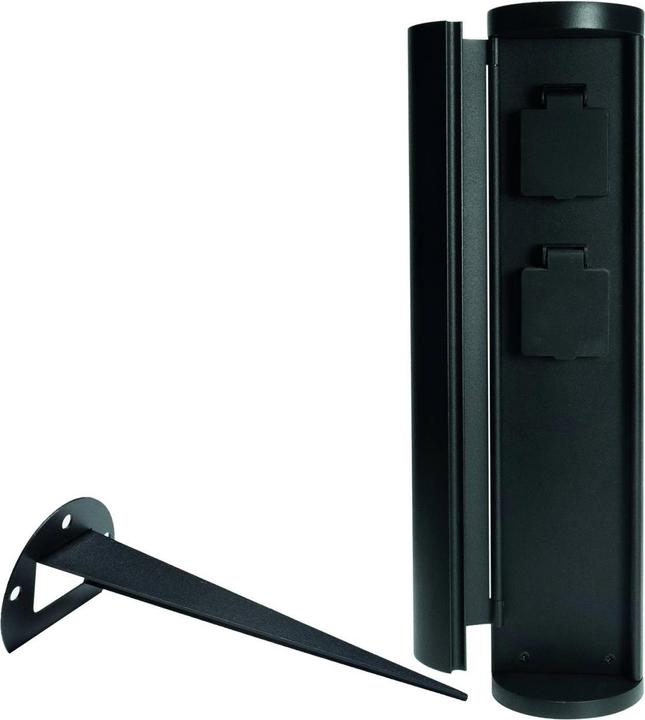 Actual product image Grafner Socket Pillar Black with 2 Outdoor Sockets Stainless Steel Garden Socket Energy Pillar Round