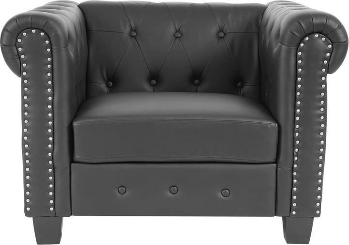 Image du produit Mendler Fauteuil de luxe Fauteuil relax Chesterfield simili cuir - pieds carrés, noir