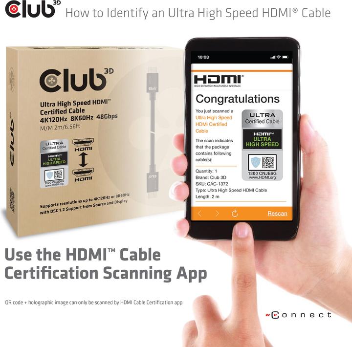 Actual product image Club 3D HDMI (Typ A) — HDMI (Typ A) (3 m, HDMI)