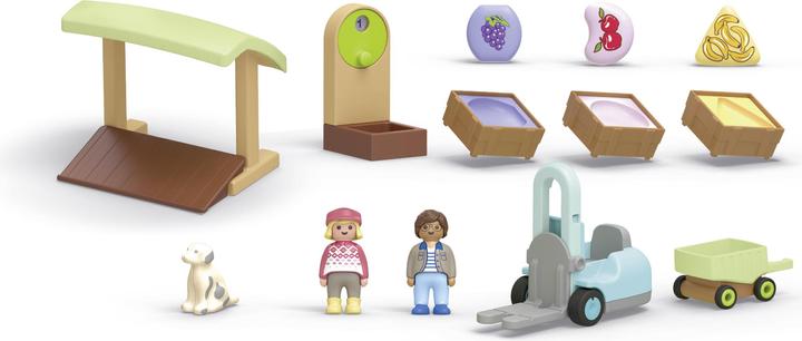 Image du produit Playmobil 71691 Playm. 1.2.3 : Stand de marché bio & chariot élévateur (71691)