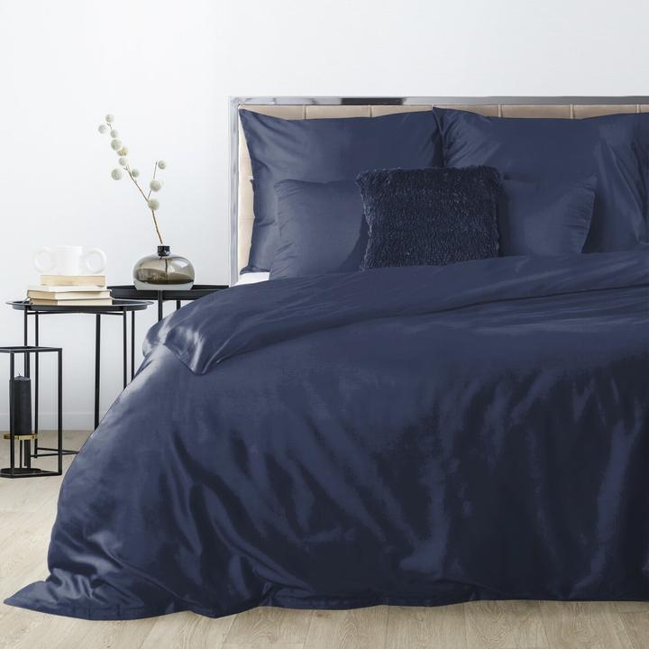 Produktbild Eurofirany Bettwäsche 160x200 cm glatt aus Baumwoll Satin Marine Blue Dina Diva Linie Farbe (Duvetbezug, 160 x 200 cm)